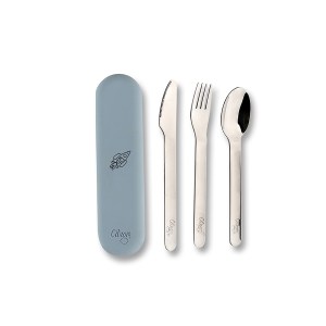 Z1005 - Stainless Steel Cutlery set with Case - Spaceship Dusty Blue - Extra 0